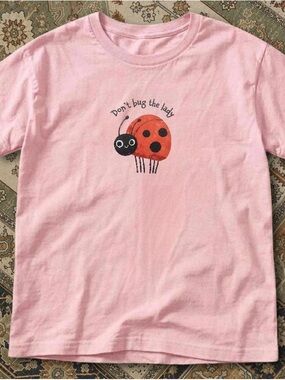 Gildan Light Pink T‑Shirt with Ladybug Graphic